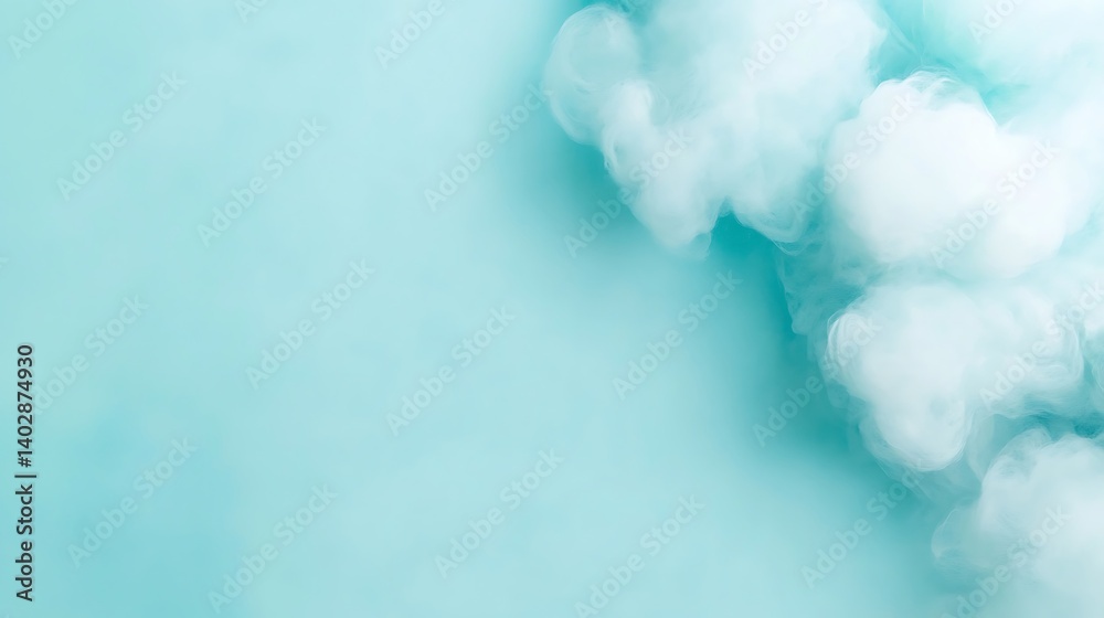 Abstract Turquoise Watercolor Background with White Clouds Abstract Turquoise Watercolor Background with White Clouds