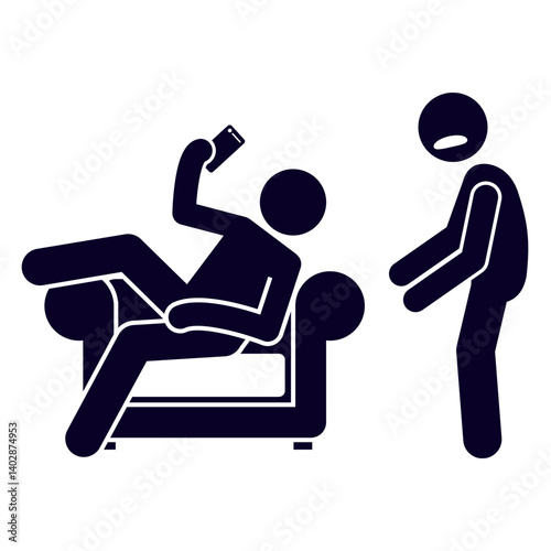 vector illustration of a character playing with a cellphone