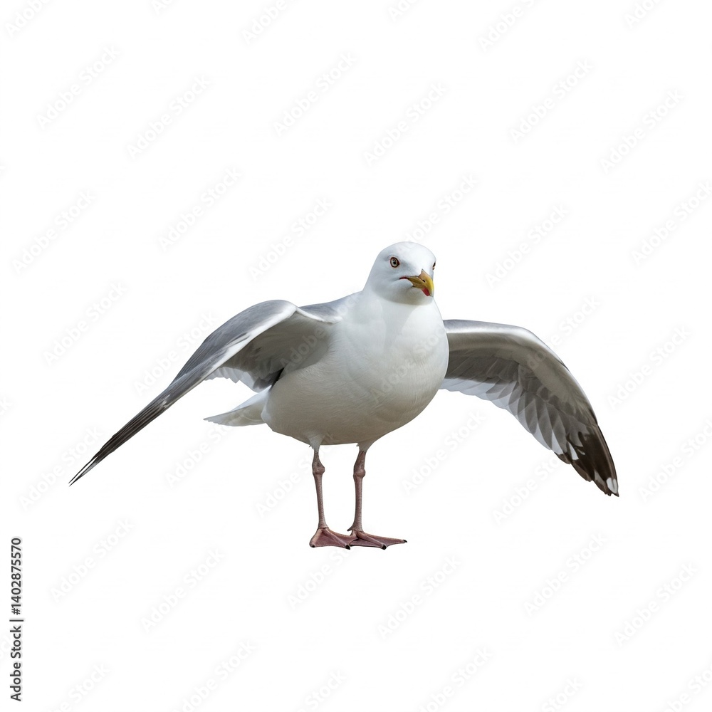 Side profile of seagull bird isolated on clean white background widescreen
Side profile of seagull bird isolated on clean white background widescreen