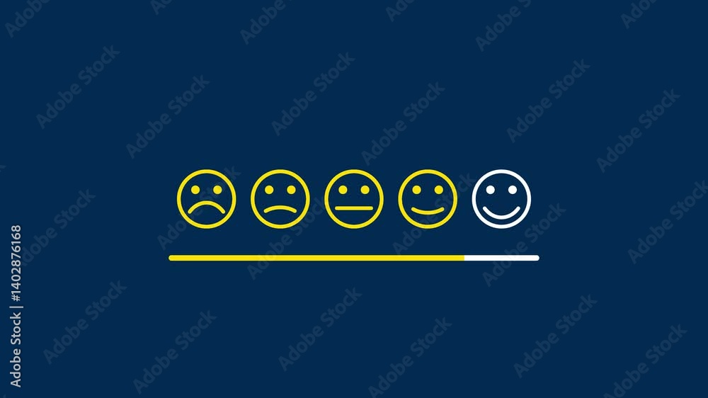 Animated five-step mood scale with smiley faces Animated five-step mood scale with smiley faces