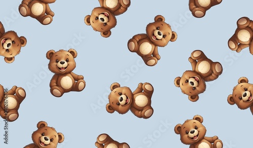 Cute teddy bear seamless pattern background