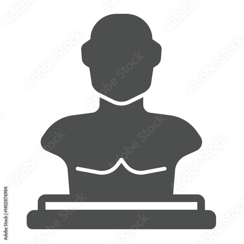 Statue of man solid icon, city museum concept. Vector graphics. Gypsum torso on stand, statue sign on white background, glyph style icon for mobile or web design.