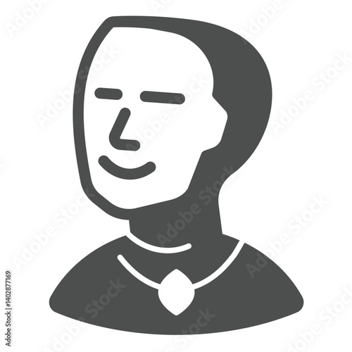 Earl man statue with medallion solid icon, city museum concept. Vector graphics. Historical person, royal sign on white background, glyph style icon for mobile or web design.