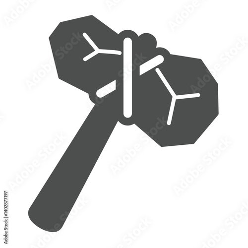Rock hammer solid icon, city museum concept. Vector graphics. Ancient tool, weapon sign on white background, glyph style icon for mobile or web design.