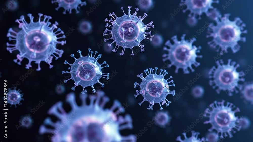 Close-Up of Abstract Virus Particles under Microscope with Detail Close-Up of Abstract Virus Particles under Microscope with Detail