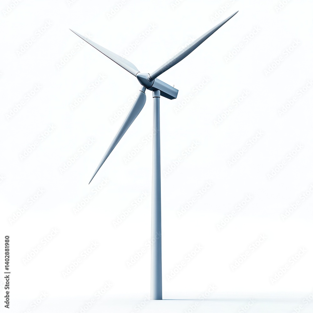 Tall wind turbine standing tall in a vast pastoral countryside landscape generating clean