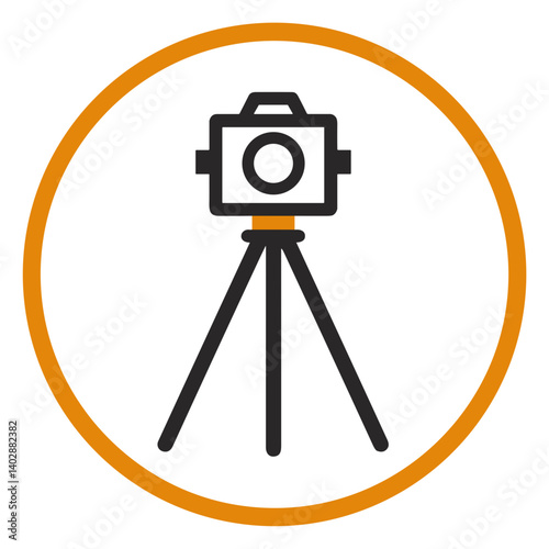 Camera icon on tripod in minimalist design  