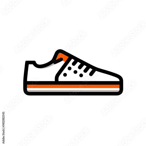 Simple Black and White Sneaker Icon with Orange Accents  