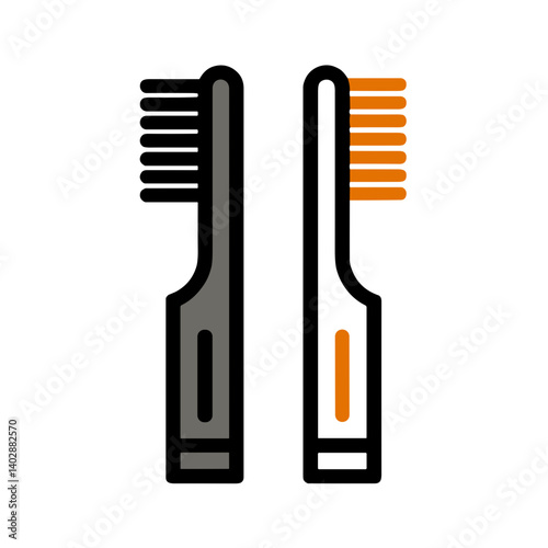 Two toothbrushes in minimalist design, black and white background  