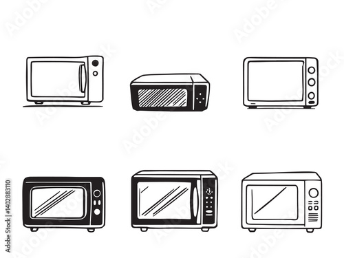 Microwave Minimal Outline Drawing