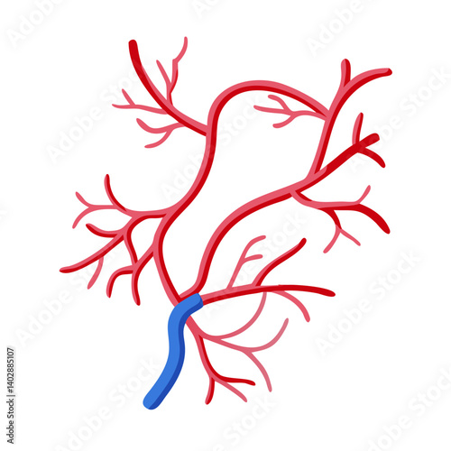Branching Arteries Icon Representing Blood Circulation and Vascular System