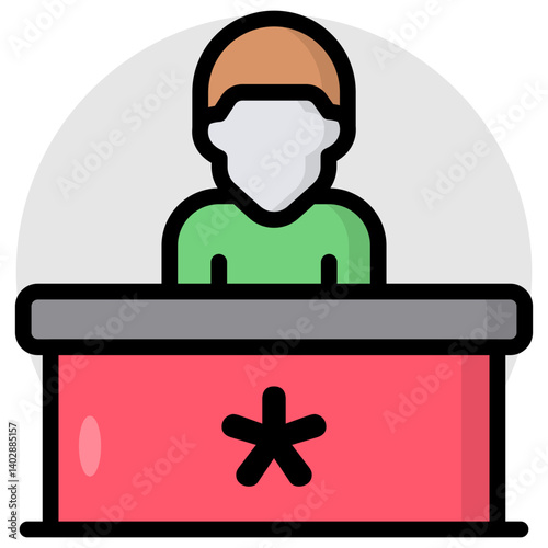 Flat design icon of hospital reception 