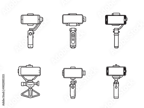 Phone Gimbal Line Art Set
