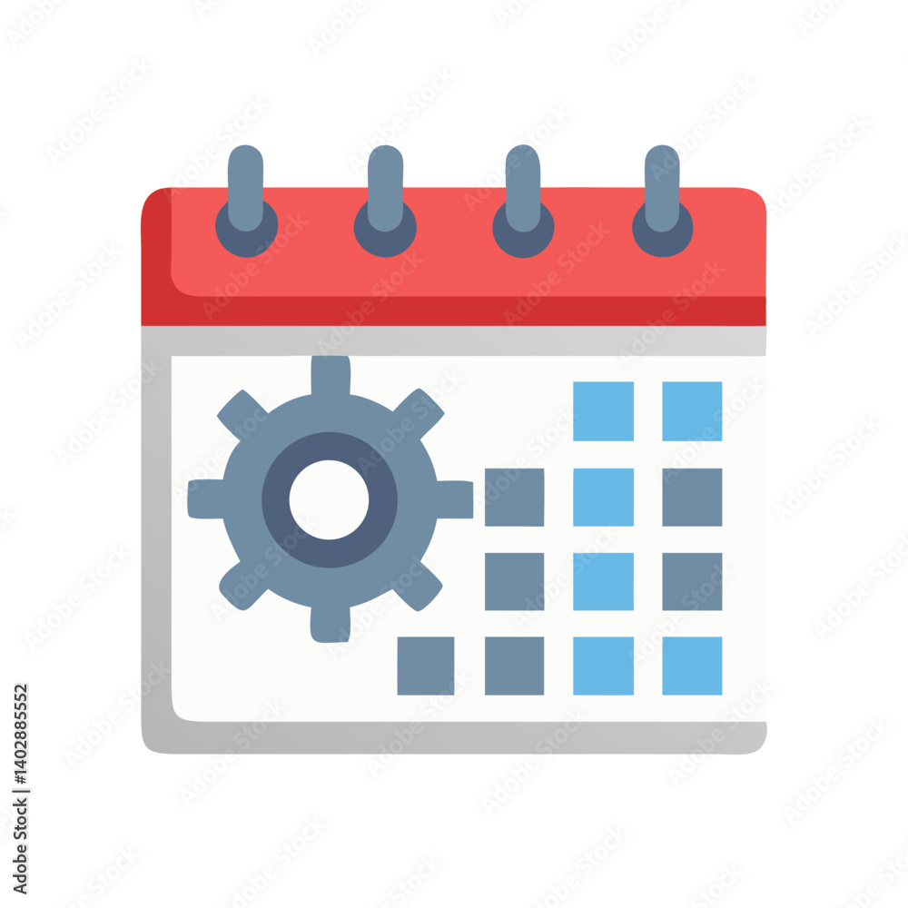 Calendar with Gear Icon Representing Event Planning and Coordination Calendar with Gear Icon Representing Event Planning and Coordination