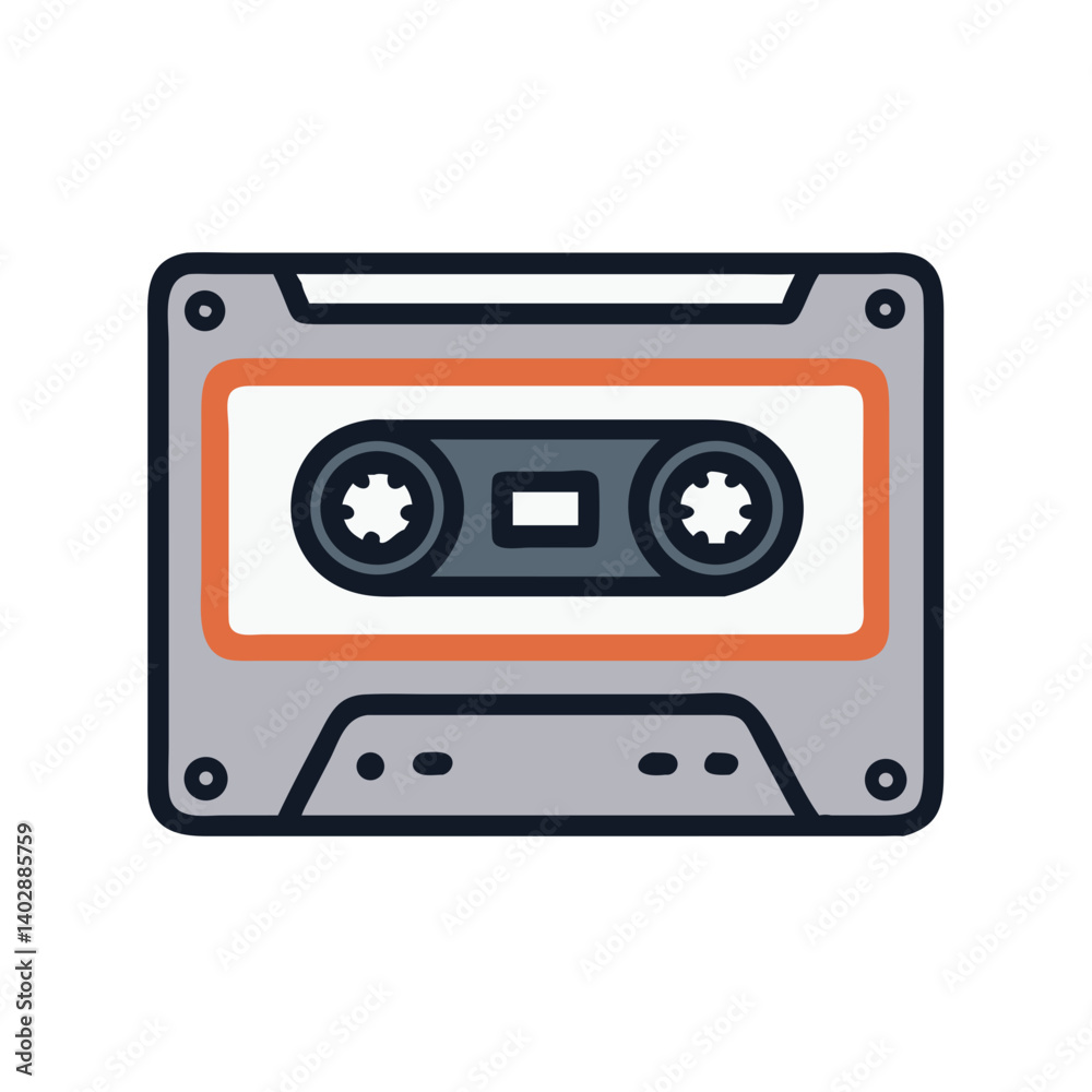 Cassette Tape Icon Representing Retro Music and Audio Playback Cassette Tape Icon Representing Retro Music and Audio Playback