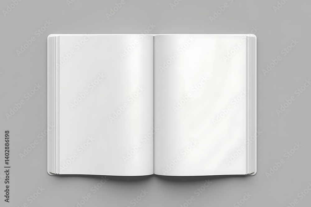 Blank open book white pages grey background Blank open book white pages grey background