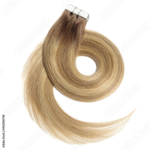 Tape in straight brown to auburn mixed blonde ombre style human hair extensions
