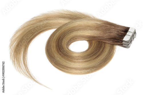 Tape in straight brown to auburn mixed blonde ombre style human hair extensions