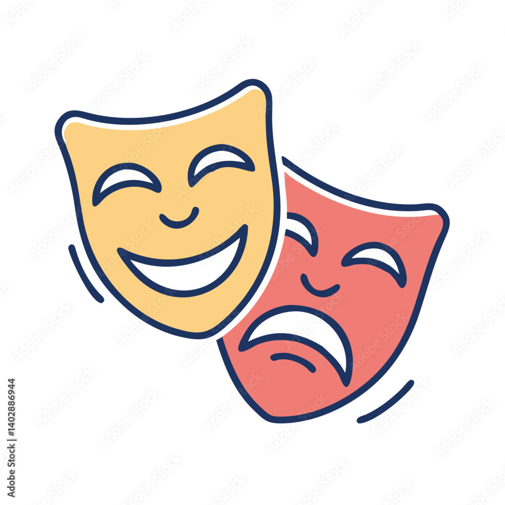 Comedy and Tragedy Masks Icon Representing Drama and Performing Arts Comedy and Tragedy Masks Icon Representing Drama and Performing Arts