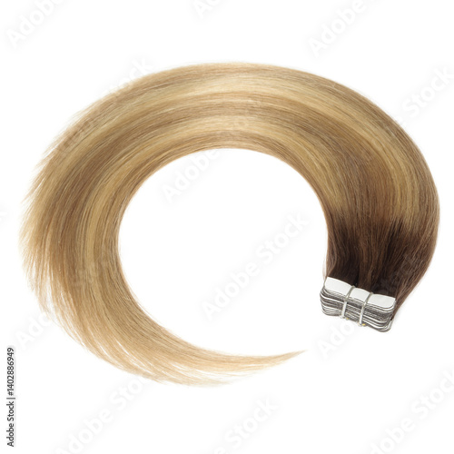 Tape in straight brown to auburn mixed blonde ombre style human hair extensions