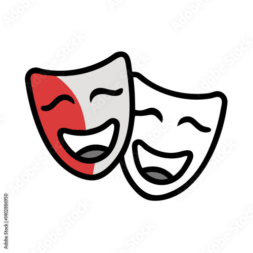 Comedy and Tragedy Masks Icon Representing Drama and Performing Arts
