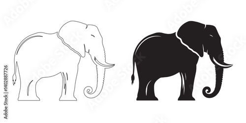 Premium elephant silhouette ideal for eco themes – smooth lines and vector-ready format – elephant icon – elephant illustration – elephant lineart – elephant line art

