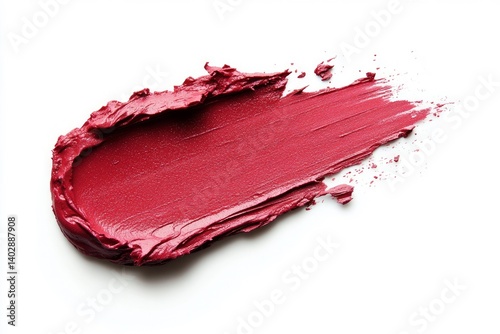 Bold rosy lipstick swatch on white background. AI generated