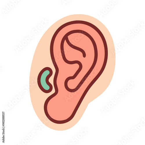 Ear with Inner Structure Icon Representing Auditory System and Hearing Function