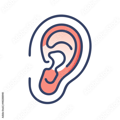 Ear with Inner Structure Icon Representing Auditory System and Hearing Function