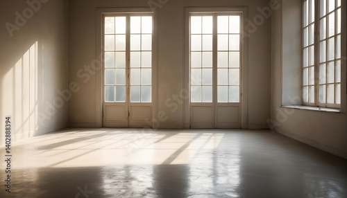 Sunlit Empty Room with Large Windows