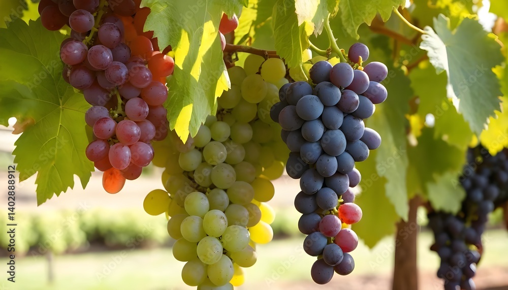 Fototapeta premium Ripe Grapes Hanging on the Vine