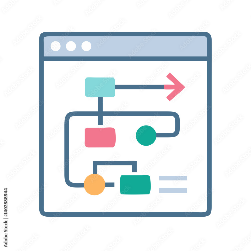 Flowchart Interface Icon Representing Process and Workflow Management Flowchart Interface Icon Representing Process and Workflow Management
