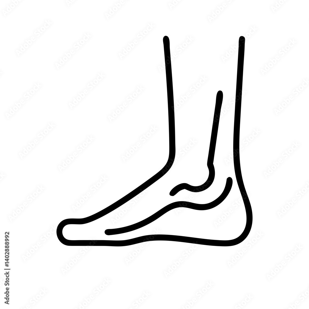 Foot and Ankle Outline Icon Representing Lower Limb Anatomy and Mobility Foot and Ankle Outline Icon Representing Lower Limb Anatomy and Mobility