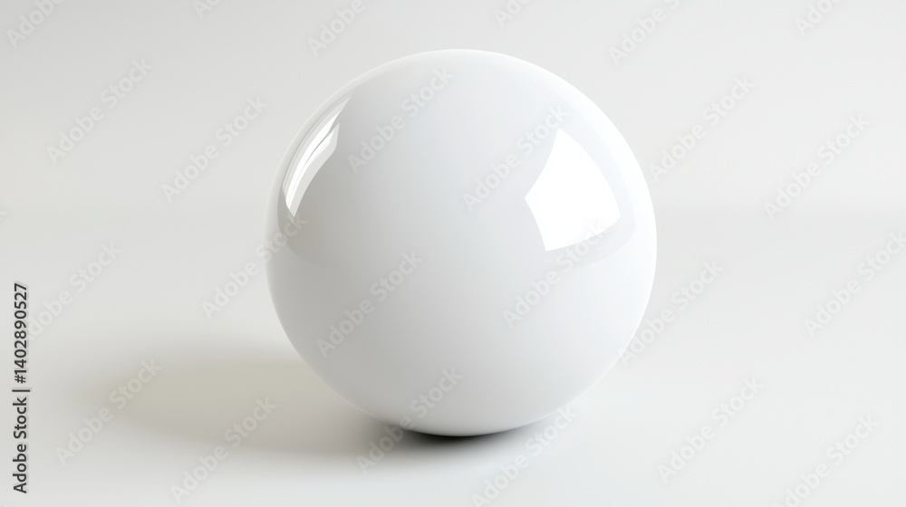 A white sphere with a glossy finish. A white sphere with a glossy finish.