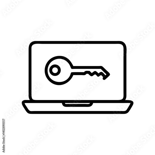 Laptop icon with key