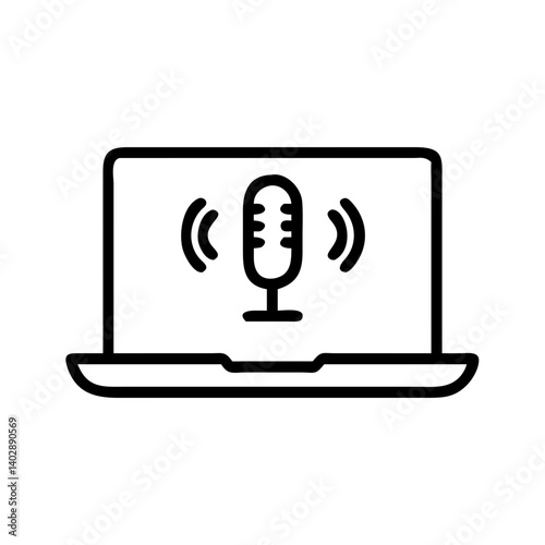 Laptop icon with microphone