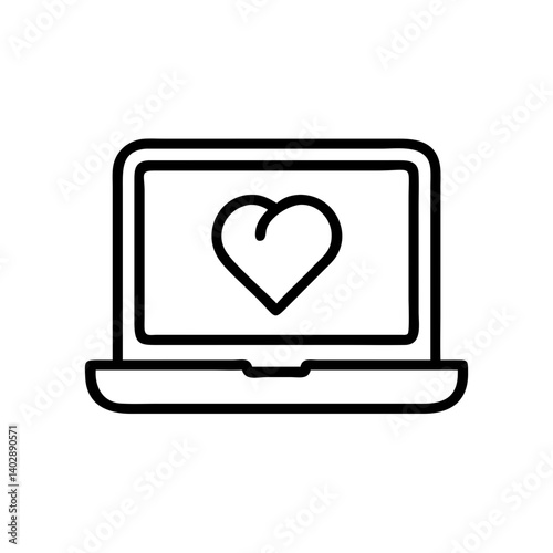Laptop icon with a heart