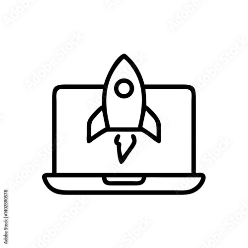 Laptop icon with rocket