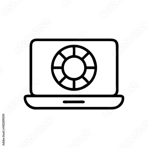 Laptop icon with a lifebelt