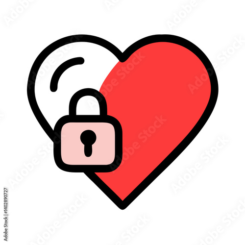Heart with Lock Symbol Icon Representing Heart Disease and Cardiovascular Protection