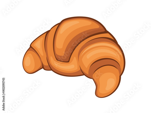Fresh butter croissant vector illustration on a white background. Sweet crescent icon vector isolated on a white background. Sweet pastry drawing. One croissant design element