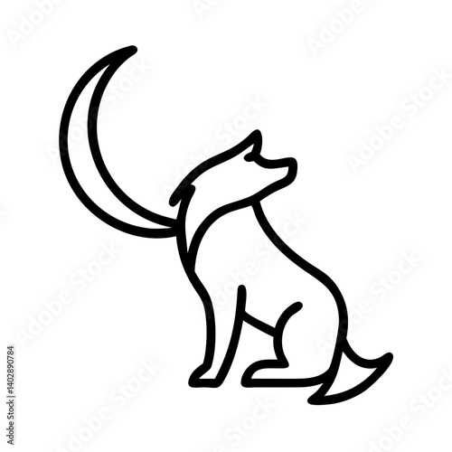 Icon of the moon with a wolf