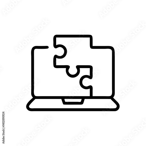 Laptop icon with puzzle