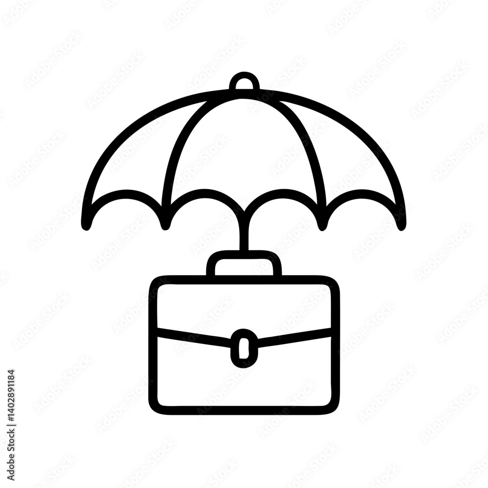 Briefcase icon with umbrella