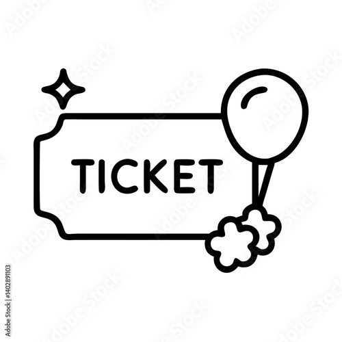 Balloon icon with ticket