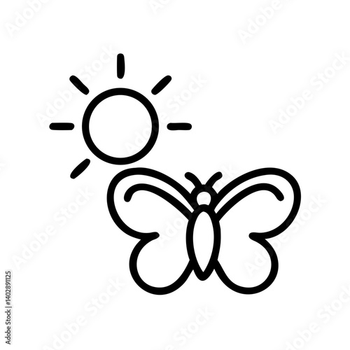 Icon of the sun with a butterfly