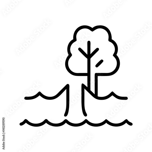 Tree icon with waterfall