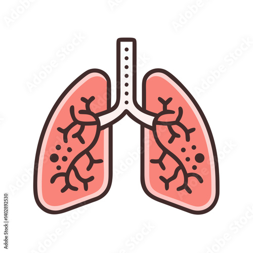 Lungs with Bronchi Icon Representing Respiratory System and Breathing Function


