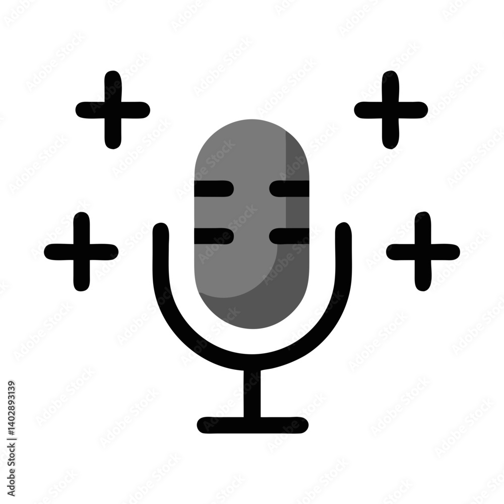 Fototapeta premium Microphone with Plus Symbols Icon Representing Singing and Vocal Performance