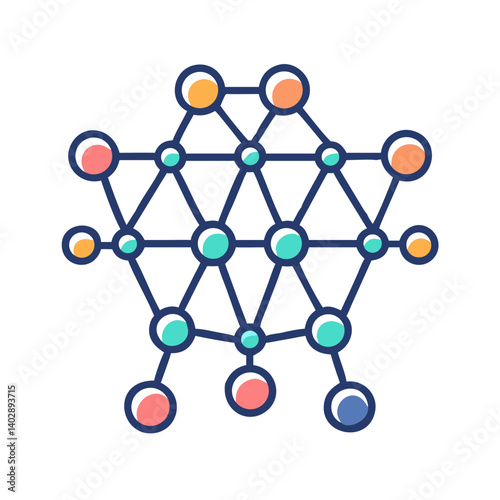 Neural Network Diagram Icon Representing Nervous System and Neural Pathways
